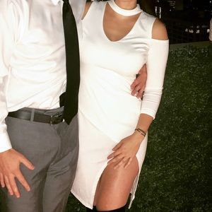 White cut-out Midi Slit Dress